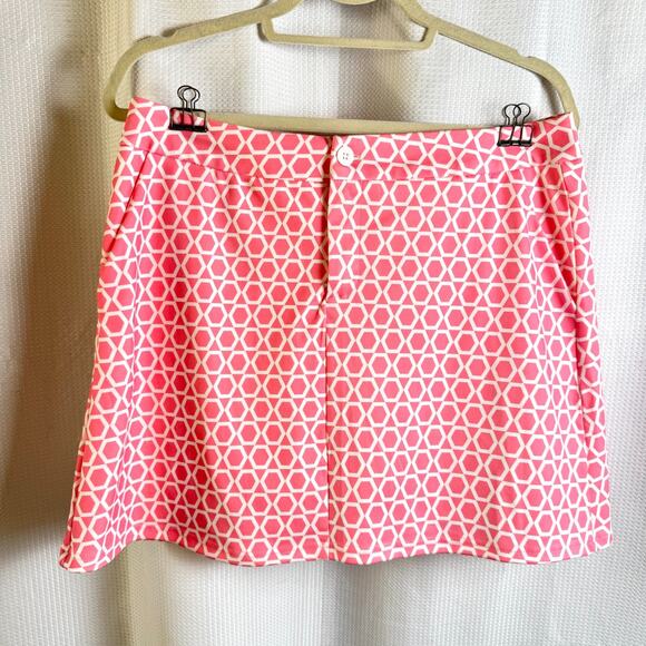 Top It Off Size L Pink Geometric Golf Tennis Pickleball Pockets Skort Skirt EUC - Picture 1 of 7